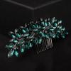 Teyglen Women's Dainty Simple Rhinestone Hair Comb - Luxurious Shiny Bridal Side Hair Accessory for Weddings (Silver-Green) view 4