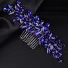 Teyglen Women Dainty Simple Blue Rhinestones Bridal Hair Comb Luxurious Shiny Hair Accessory for Bride and Girls view 2