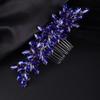 Teyglen Women Dainty Simple Blue Rhinestones Bridal Hair Comb Luxurious Shiny Hair Accessory for Bride and Girls view 3
