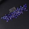 Teyglen Women Dainty Simple Blue Rhinestones Bridal Hair Comb Luxurious Shiny Hair Accessory for Bride and Girls view 4