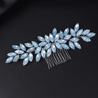 Teyglen Women's Opal Dainty Full Rhinestones Hair Comb, Luxurious Shiny Rhinestones Bridal Side Hair Accessories for Women Bride Girls