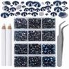 LPBeads 6000 Pieces Montana Non Hotfix Rhinestones 6 Sizes Round Crystal Glass Flat Back Rhinestones with Tweezers and Picking Pen for Nail Art Crafts Clothes Bags DIY view 1