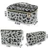 Deokke 3Pcs Makeup Bag,Travel Makeup Bag,Makeup Bags for Women,Makeup Brush Bag,Large Capacity PU Cosmetic Bag,Waterproof and Durable-Gray Leopard Cheetah Pattern view 2