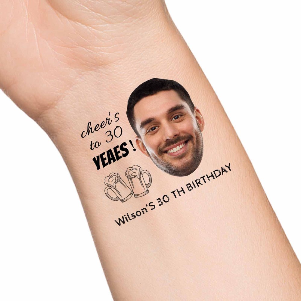 30pcs Custom Face Temporary Tattoos with Name Text, Personalized Temporary Tattoo with Tongue for Adults Couple Women Men Custom Name Tattoos for Birthday Bachelorette Party