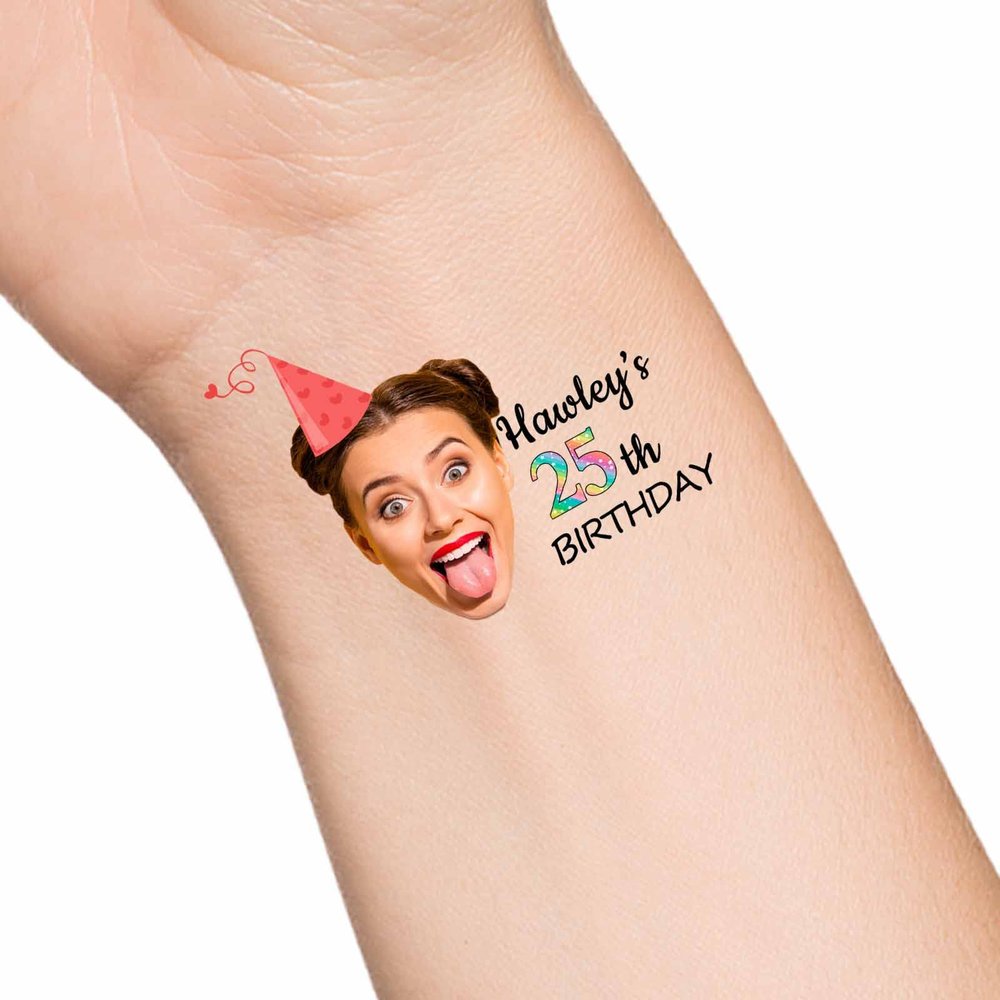 30pcs Custom Face Temporary Tattoos with Name Text, Personalized Temporary Tattoo with Tongue for Adults Couple Women Men Custom Name Tattoos for Birthday Bachelorette Party