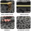 Deokke 3Pcs Makeup Bag,Travel Makeup Bag,Makeup Bags for Women,Makeup Brush Bag,Large Capacity PU Cosmetic Bag,Waterproof and Durable-Black Grey Leopard Cheetah Pattern view 4