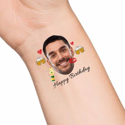 30pcs Custom Face Temporary Tattoos with Name Text, Personalized Temporary Tattoo with Tongue for Adults Couple Women Men Custom Name Tattoos for Birthday Bachelorette Party