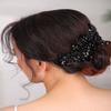 Teyglen Women Dainty Black Rhinestones Crystal Bride Wedding Hair Comb Headband Luxurious Hair Accessories Shiny Black Rhinestones Crystals Bridal Side Hair Combs for Women Bride Girls view 1