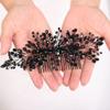 Teyglen Women Dainty Black Rhinestones Crystal Bride Wedding Hair Comb Headband Luxurious Hair Accessories Shiny Black Rhinestones Crystals Bridal Side Hair Combs for Women Bride Girls view 2
