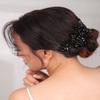 Teyglen Women Dainty Black Rhinestones Crystal Bride Wedding Hair Comb Headband Luxurious Hair Accessories Shiny Black Rhinestones Crystals Bridal Side Hair Combs for Women Bride Girls view 3