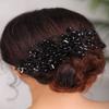 Teyglen Women Dainty Black Rhinestones Crystal Bride Wedding Hair Comb Headband Luxurious Hair Accessories Shiny Black Rhinestones Crystals Bridal Side Hair Combs for Women Bride Girls view 4