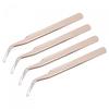 uxcell Non-magnetic Curved Tip Tweezer Anti-static Stainless Steel Precision Tweezer for Eyelash Extensions Volume Champagne 4Pcs view 1
