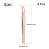 uxcell Non-magnetic Curved Tip Tweezer Anti-static Stainless Steel Precision Tweezer for Eyelash Extensions Volume Champagne 4Pcs view 2