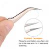 uxcell Non-magnetic Curved Tip Tweezer Anti-static Stainless Steel Precision Tweezer for Eyelash Extensions Volume Champagne 4Pcs view 4