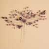 Teyglen Bridal Rhinestones Hair Pins Rhinestones Crystals Wedding Bride Hair Accessories Silver Purple Blue Bridal Hair Pieces for Women (Purple) view 2