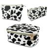 Deokke 3Pcs Makeup Bag,Travel Makeup Bag,Makeup Bags for Women,Makeup Brush Bag,Large Capacity PU Cosmetic Bag,Waterproof and Durable-Black Cow Pattern view 1
