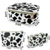 Deokke 3Pcs Makeup Bag,Travel Makeup Bag,Makeup Bags for Women,Makeup Brush Bag,Large Capacity PU Cosmetic Bag,Waterproof and Durable-Black Cow Pattern view 2