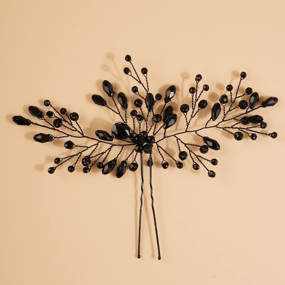 Teyglen Bridal Rhinestone Hair Pins - Crystal Wedding Hair Clips & Accessories in Gold, Silver, Purple & Black for Women