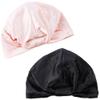 AEVBSOY 2 Pack Adjustable Knotted Turban Hat Satin Sleep Caps Silk Night Bonnet with Elastic Stay On Head Satin Night Sleep Bonnet Silk Bonnet Double Layer Sleep Cap for Women Hair Care Sleep Black view 1