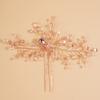 Teyglen Bridal Rhinestones Hair Pins Flower Crystals Wedding Hair Pins Set for Bride Hair Accessories Pink Black Purple Blue Rhinestones Hair Pieces for Women Girls(Rose gold) view 2