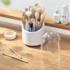 Adosio Makeup Brush Holder with Clear Lid Rotatable Pen Pencil Storage Box Cosmetic Eyebrow Eyeliner Desktop Organizer view 1