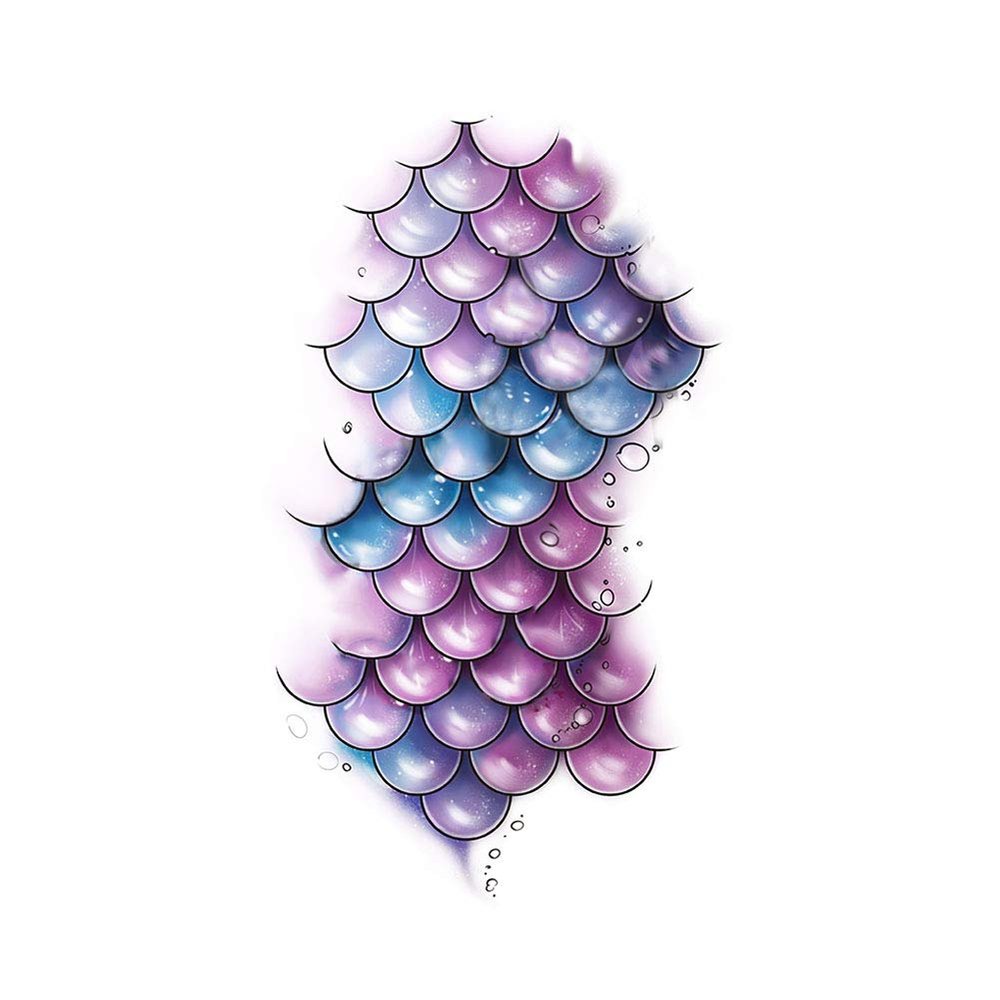 Panda Legends 2 Sheets Mermaid Scales Body Temporary Tattoos Realistic Tattoo Stickers Costume Party Covering Scars Fake Tattoos, multicolor, 30cm, 0.2 kilograms