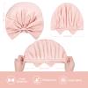 Large Shower Caps Pink Black Bowknot Bath Hair Caps Reusable Waterproof Turban Shower Hat Adjustable Bath Cap for Women Girl Beauty Hair Spa Bathing Home Travel, 2 Pack view 2