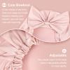 Large Shower Caps Pink Black Bowknot Bath Hair Caps Reusable Waterproof Turban Shower Hat Adjustable Bath Cap for Women Girl Beauty Hair Spa Bathing Home Travel, 2 Pack view 3