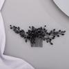 Chargances Bridal Black Crystal Hair Comb Gothic Black Wedding Hair Vine Side Comb Rhinestone Head Accessory Wedding Headpiece Prom Party Festival for Women view 2