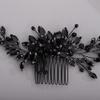 Chargances Bridal Black Crystal Hair Comb Gothic Black Wedding Hair Vine Side Comb Rhinestone Head Accessory Wedding Headpiece Prom Party Festival for Women view 3