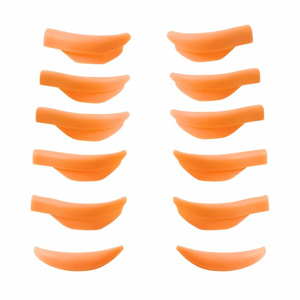 Lash Lift Pads, Eyelash Lift Pad, 5 Sizes Perm Rods, DIY Lash Lifting at Home, Softer Perming Curler Rollers Fit Eyes & Glue Balm Very Well Reusable Silicone Shields (Orange L Curl-Lift up Rapidly)