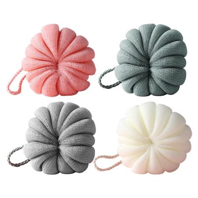 FRCOLOR Shower Loofah Balls Bath Sponge Shower Loofah 4Pcs Pumpkin Shower Ball Mesh Pouf for Body Women Men Foaming Making Bath Sponge Scrunchies Exfoliating