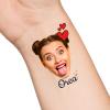 30pcs Custom Heart Temporary Tattoos with Face Name Text, Personalized Temporary Tattoo with Face for Adults Couple Women Men Custom Name Tattoos for Birthday Bachelorette Party view 1