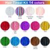 Hair Tinsel Kit (48 Inch,14 Colors, 3500 strands), Tinsel Hair Extensions with Tools, Heat Resistant Fairy Hair Tinsel Kit for Women Hair Accessories view 3
