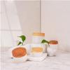 2 Pack 30ml/1oz Empty Refillable Frosted Glass Cosmetic Cream Jar Bottle Round Makeup Cosmetic Face Cream Eye Cream Lotion Lip Balm Travel Sample Containers Storage Vials with Natural Bamboo Lid view 3