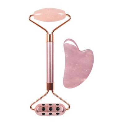 Jade Roller Rose Quartz Facial Gua Sha Tools Germanium Stone Roller Set Massage Beauty Tools,Type 2