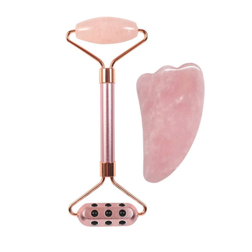 Jade Roller Rose Quartz Facial Gua Sha Tools Germanium Stone Roller Set Massage Beauty Tools,Type 1
