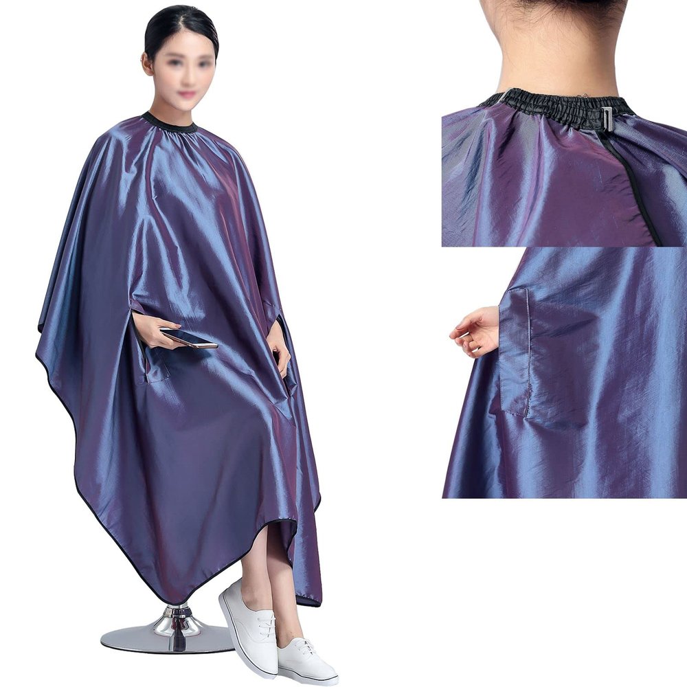 Barber Cape for Men & Women - Waterproof Hair Cutting Cape with Adjustable Metal Clip - Unisex 55x63 Purple