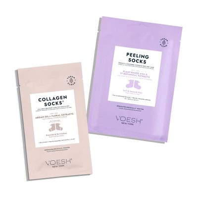 VOESH Collagen & Peeling Socks Duo, Peeling Socks, Collagen Socks, Foot Peel, Moisturizing Spa Socks, Foot Mask, Foot Exfoliator, Foot Care, Vegan
