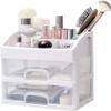 JYYBN Organizer Rack Cosmetic Storage Box Lipstick Mask Portable Makeup Case Desktop Finishing Makeup Brush Box Jewelry Box Jewelry Storage Box Double Layer (Transparent) Makeup Display Shelf view 1