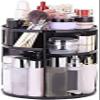 JYYBN Makeup Organizer Rack Rotating Cosmetic Storage Box Simple Desktop Rack Bathroom Dressing Table Skin Care Product Storage Rack Cosmetic Display Rack Makeup Display Shelf (Color : Black) view 1