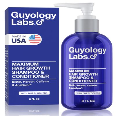 Hair Growth Shampoo For Men - With Conditioner for Thinning Hair - Natural DHT Blockers To Reduce Hair Loss - AnaGain - Biotin and Keratin Best for Growth and Thickening - Made in USA - Guyology Labs