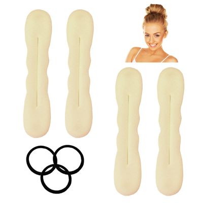 Magic Hair Bun Maker - Sponge Hair Foam Twister Easy Perfect Bun Tool (4 Pack) (Light Blonde)