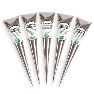 Mihenna 150g Ready to Use Paste Cone for Hair | USDA Certified Organic | Natural Hair Dye | Waterproof Long Lasting | Color Up to 2 Weeks (5 Pack)