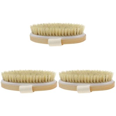 Healifty 3pcs Natural Wood Bristle Bath Brush Handheld Exfoliating Scrubber for Cellulite Removal Gentle for Dry Skin and for Home Use