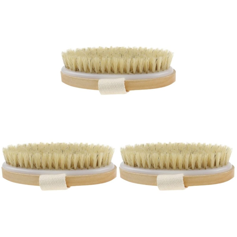 Healifty 3pcs Natural Wood Bristle Bath Brush Handheld Exfoliating Scrubber for Cellulite Removal Gentle for Dry Skin and for Home Use