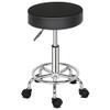 XIAOSENLIN PU Leather Round Rolling Stool with Foot Rest Swivel Height Adjustment for Spa Drafting Salon Tattoo Work Office Massage Stools Task Chair (Black2-Round) view 1