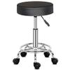 XIAOSENLIN PU Leather Round Rolling Stool with Foot Rest Swivel Height Adjustment for Spa Drafting Salon Tattoo Work Office Massage Stools Task Chair (Black2-Round) view 2