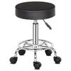 XIAOSENLIN PU Leather Round Rolling Stool with Foot Rest Swivel Height Adjustment for Spa Drafting Salon Tattoo Work Office Massage Stools Task Chair (Black2-Round) view 3