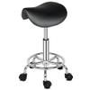 XIAOSENLIN PU Leather Round Rolling Stool with Foot Rest Swivel Height Adjustment for Spa Drafting Salon Tattoo Work Office Massage Stools Task Chair (Black-Saddle) view 1
